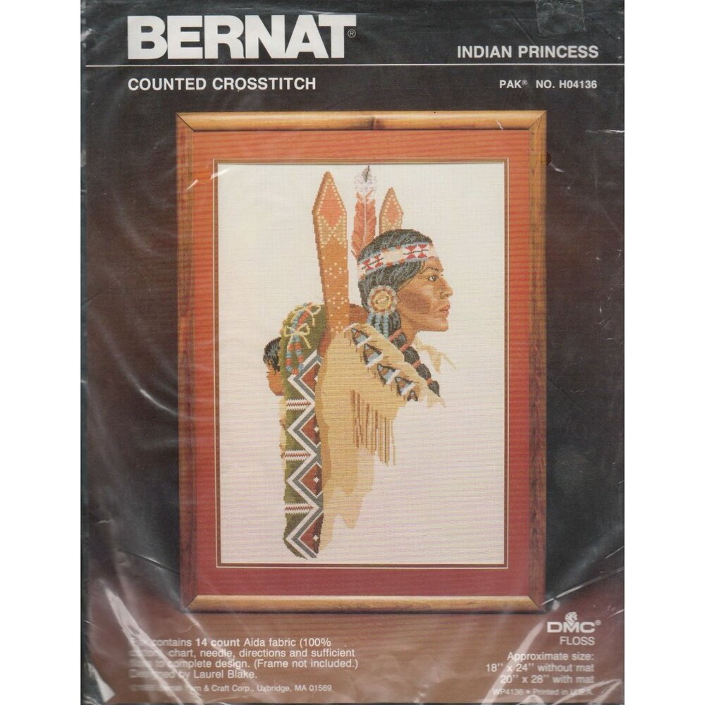 Bernat American Indian Princess Mother and Baby Counted Cross Stitch Kit Sealed